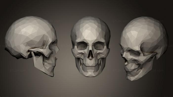 Polygonal figurines (Low Poly Skull, STKP_0011) 3D models for cnc